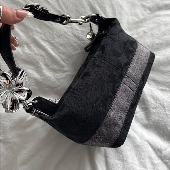 Vintage Coach Black Canvas Small Baguette Shoulder Bag - Picture 6 of 12